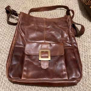 NWOT extra large and custom made Genuine leather bag, crossbody, shoulder, tech